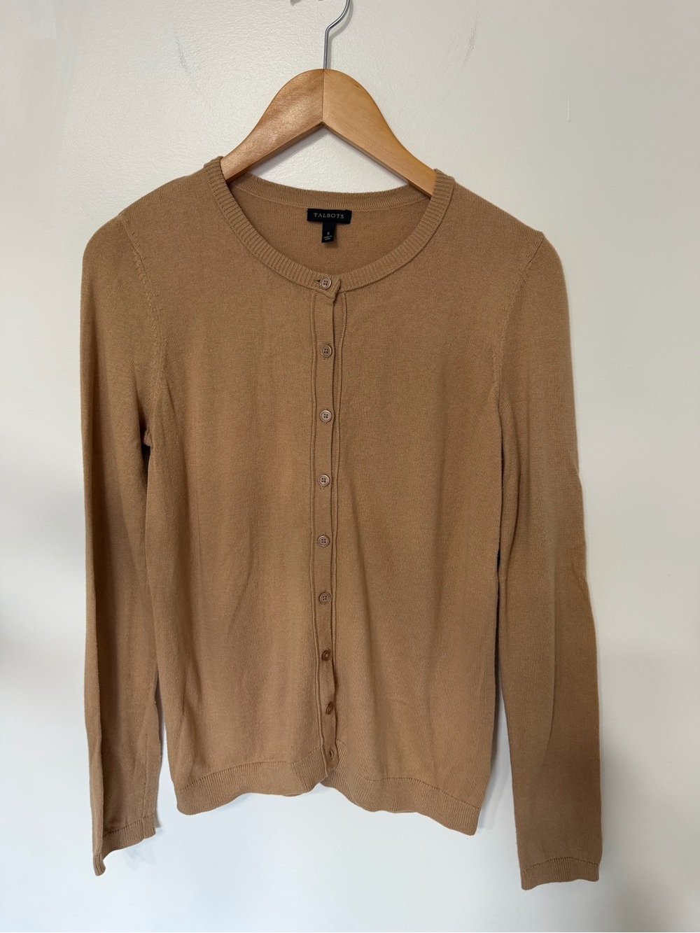 Talbots Cashmere Blend Women’s Tan Camel Button Front Cardigan Sweater Size S